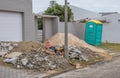 Outdoor portable crapper on a building site Royalty Free Stock Photo