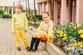 Outdoor portrait of adorable fashion kids