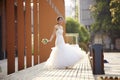 Outdoor portrait of asian bride Royalty Free Stock Photo