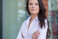 Outdoor portrait of attractive young businesswoman. Royalty Free Stock Photo