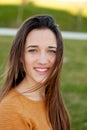 Outdoor portrait of beautiful happy teenager girl laughing Royalty Free Stock Photo