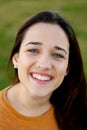 Outdoor portrait of beautiful happy teenager girl laughing Royalty Free Stock Photo