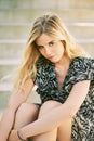 Outdoor portrait of beautiful young woman with blond hair Royalty Free Stock Photo