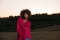 Outdoor portrait of a black woman with a scarf Royalty Free Stock Photo