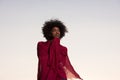 Outdoor portrait of a black woman with a scarf Royalty Free Stock Photo