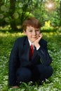 Outdoor portrait of boy going to First Holy Communion Royalty Free Stock Photo