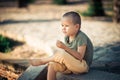 Outdoor portrait of cute little boy Royalty Free Stock Photo