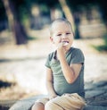 Outdoor portrait of cute little boy Royalty Free Stock Photo