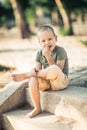 Outdoor portrait of cute little boy Royalty Free Stock Photo