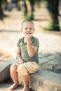 Outdoor portrait of cute little boy Royalty Free Stock Photo