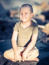 Outdoor portrait of cute little boy Royalty Free Stock Photo