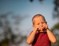 Outdoor portrait of cute little boy Royalty Free Stock Photo