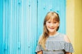 Outdoor portrait of cute preteen 10 year old girl Royalty Free Stock Photo