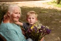Elderly woman with grandson