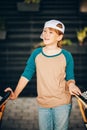 Outdoor fashion portrait of cute preteen girl Royalty Free Stock Photo