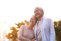 Outdoor portrait of happy senior asian couple Royalty Free Stock Photo