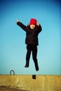 Outdoor portrait of jumping little girl Royalty Free Stock Photo