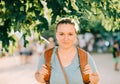 Outdoor portrait of middle age woman Royalty Free Stock Photo