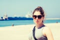 Outdoor portrait of a teenage girl in sunglasses Royalty Free Stock Photo
