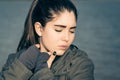 Outdoor portrait of a thoughtful teenage girl Royalty Free Stock Photo