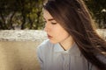 Outdoor portrait of a thoughtful teenage girl Royalty Free Stock Photo