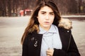 Outdoor portrait of a thoughtful teenage girl Royalty Free Stock Photo