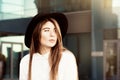 Outdoor portrait of a thoughtful teenage girl Royalty Free Stock Photo