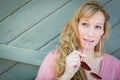 Outdoor Portrait of Young Adult Brown Eyed Woman With Sunglasses