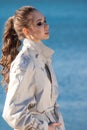 Outdoor portrait of a young beautiful woman with incredible make-up