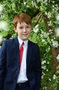 Outdoor portrait of boy going to First Holy Communion Royalty Free Stock Photo