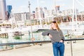 Outdoor portrait of young happy smiling teen girl enjoying her t Royalty Free Stock Photo