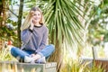 Outdoor portrait of young happy smiling teen girl, natural outdo Royalty Free Stock Photo