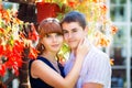 Outdoor portrait of young sensual couple. Love and kiss. Summer Royalty Free Stock Photo