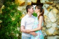 Outdoor portrait of young sensual couple. Love and kiss. Summer Royalty Free Stock Photo