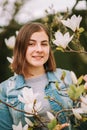 Outdoor portrait of young teenage 16 year old girl