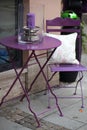 Outdoor purple metal small table and chair