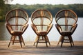 Outdoor rattan chairs. Generate Ai Royalty Free Stock Photo
