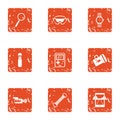 Outdoor recreation icons set, grunge style Royalty Free Stock Photo