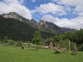 Outdoor Relax Area near San Vigiliio Marebbe in the Greenery of the Fanes - Sennes - Braies Nature Park, Alpi Mountains, Italy