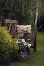 outdoor relax area in summer cottage garden. Royalty Free Stock Photo