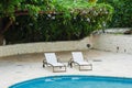 Outdoor resort pool Swimming pool of luxury hotel. Swimming pool in luxury resort near the sea. Tropical Paradise. Swimming pool Royalty Free Stock Photo