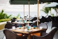 Outdoor Restaurant on the Beach in Mexico Royalty Free Stock Photo