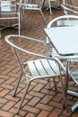 Outdoor restaurant coffee open air cafe chairs with table. Royalty Free Stock Photo