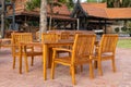 outdoor restaurant at the dining table sea view on beach Royalty Free Stock Photo