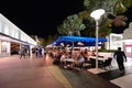 Outdoor restaurant on Lincoln Road Mall in Miami Beach, Florida at night. Royalty Free Stock Photo