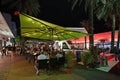 Outdoor restaurant on Lincoln Road Mall in Miami Beach, Florida at night. Royalty Free Stock Photo