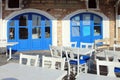 Outdoor restaurant in old Venetian port of Rethymno, Crete, Gree Royalty Free Stock Photo