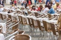 Outdoor restaurant in Saint Mark`s Square in Venice Royalty Free Stock Photo