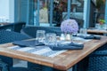 Outdoor restaurant table set up simple summer elegant