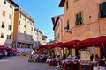 Outdoor Restaurants and Historic Buildings in Pisa, Tuscany, Italy